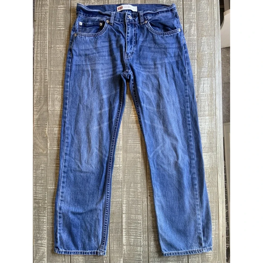 Levi's 505 Straight Leg Jeans Denim Sz 16 Reg Youth (28x28) Medium‎ Wash Classic
